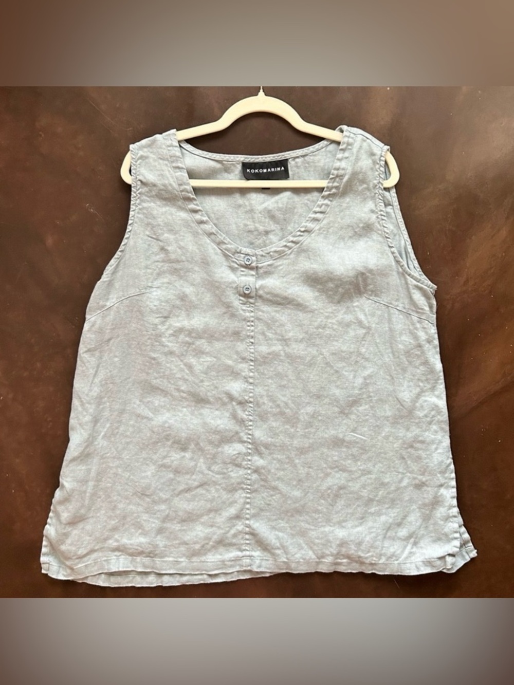 Kokomarina 100% Linen Sleeveless Tank Top- griege/ taupe- size 1x